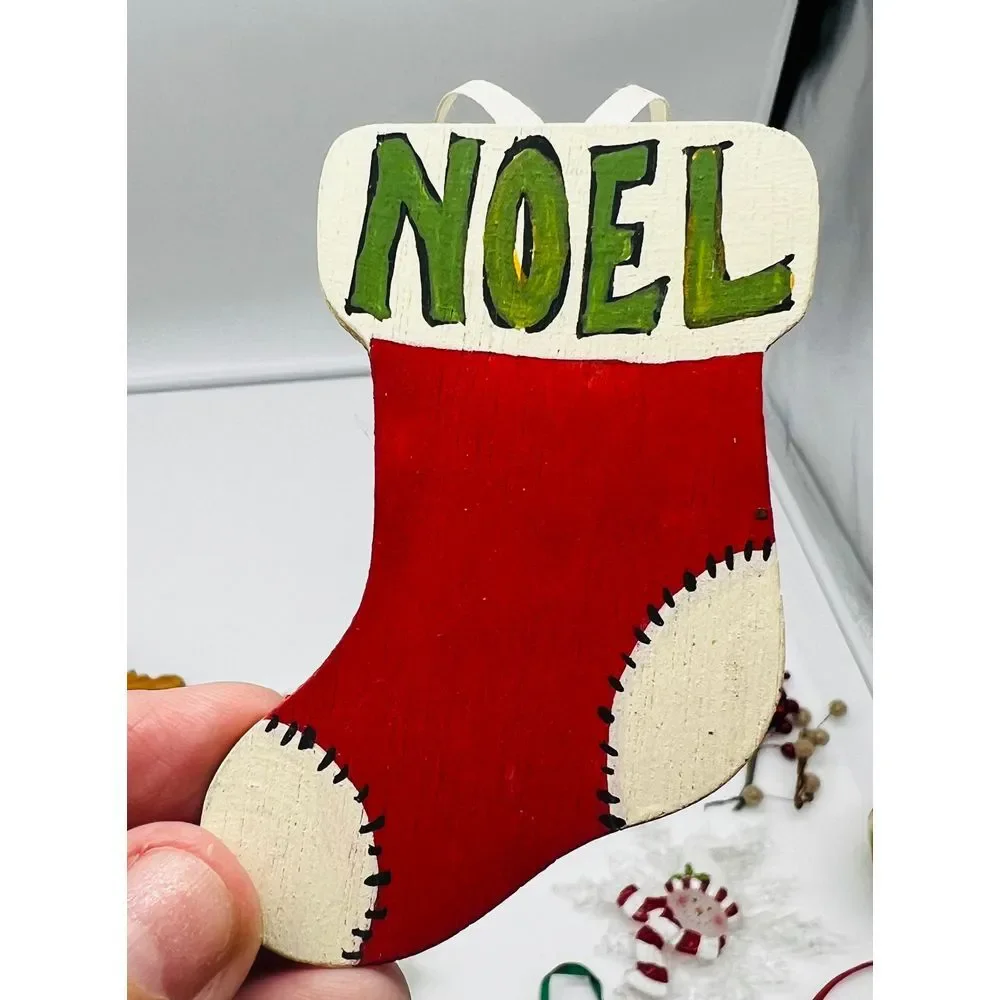 Christmas Tree‎ Ornaments Lot Vintage Homemade Stocking Decoration 80s Snowman